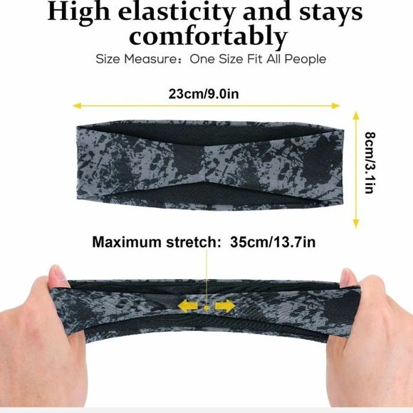 Camo Headband Stretch Sports Yoga Gym Hair Band Wrap Sweatband for Women Men US - Picture 4 of 6